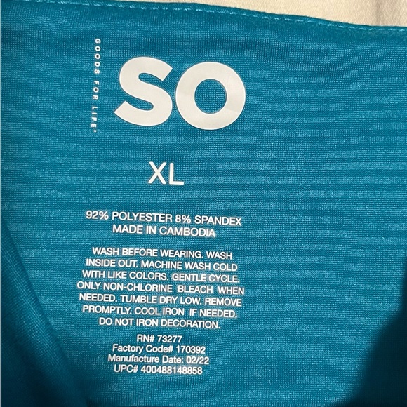 Sundress, SO brand, XL, tie front with removable padded top, turquoise color - Picture 3 of 4